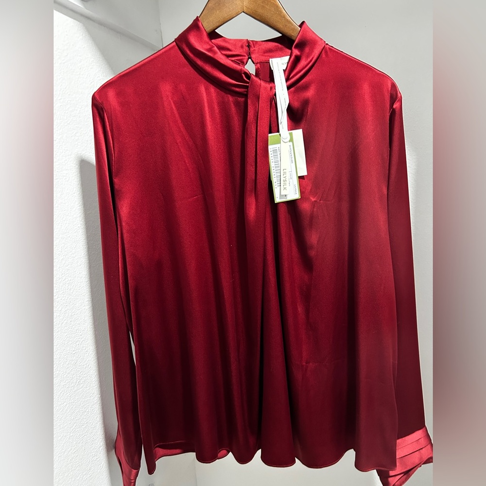 Lily Silk Garnet Silk Blouse. 12. NWT